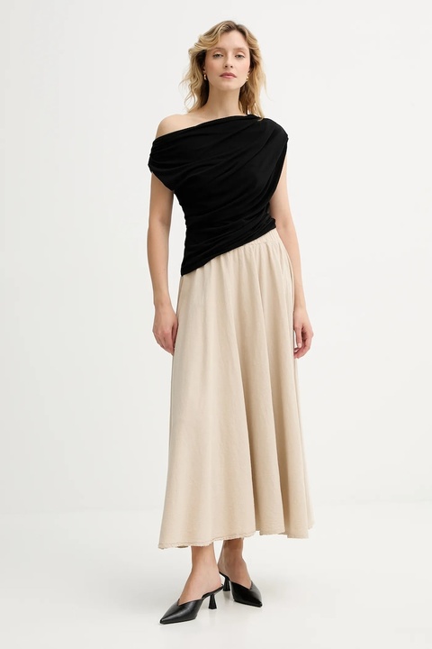 Answear Lab spódnica bawełniana kolor beżowy maxi rozkloszowana - zdjęcie produktu nr 1