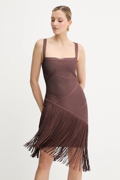 Herve Leger sukienka Josephine kolor brązowy mini dopasowana FRI8513807 - zdjęcie produktu nr 1