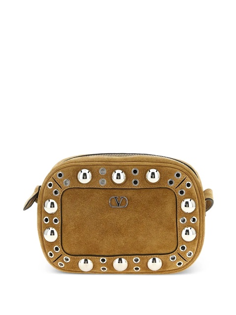 Valentino Garavani Nellcôte stud-embellished suede shoulder bag - Neutrals - zdjęcie produktu nr 1