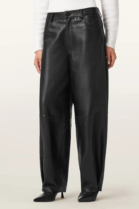 AllSaints spodnie skórzane JETT damskie kolor czarny szerokie high waist W026TD - zdjęcie produktu nr 1