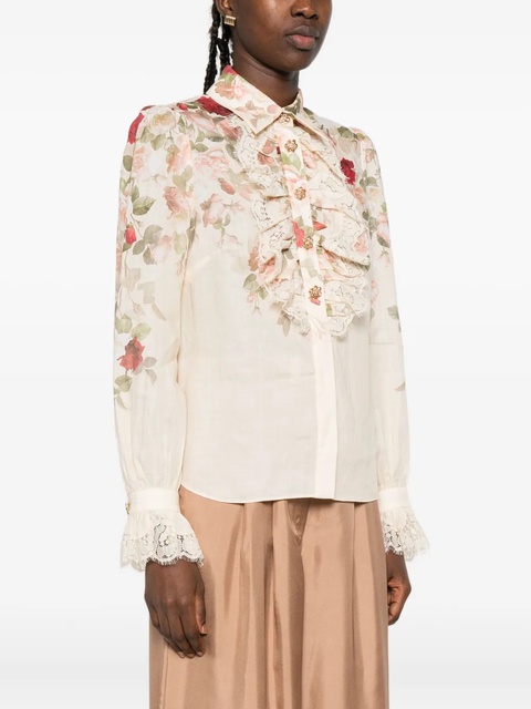 ZIMMERMANN floral lace-trimmed shirt - Neutrals - zdjęcie produktu nr 2
