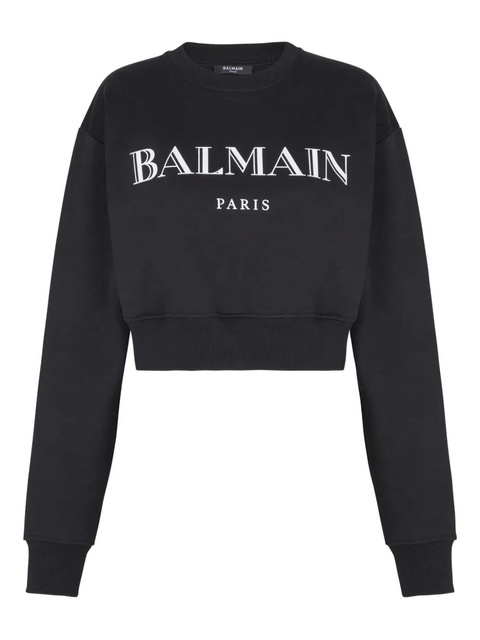 Balmain logo-print cropped sweatshirt - Black - zdjęcie produktu nr 1
