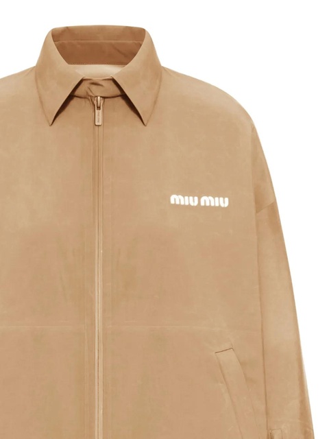 Miu Miu zip-up windbreaker - Neutrals - zdjęcie produktu nr 2