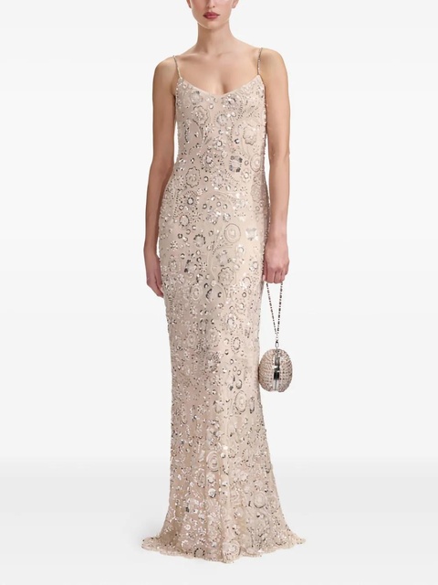 Self-Portrait embellished spaghetti-strap dress - White - zdjęcie produktu nr 1