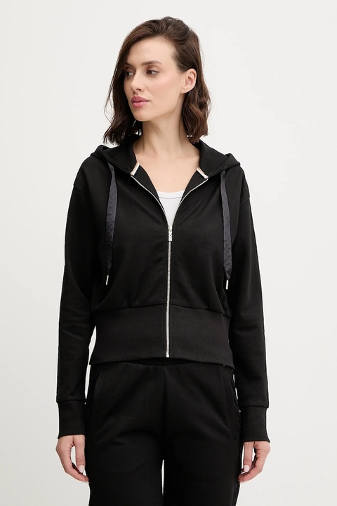 BOSS bluza lounge damska kolor czarny z kapturem gładka 50545635 - zdjęcie produktu nr 1