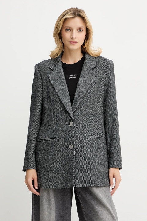 Armani Exchange marynarka z dodatkiem wełny kolor szary jednorzędowa wzorzysta XW000693 AF16146 - zdjęcie produktu nr 1