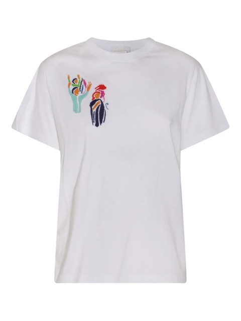 Chloé embroidered cotton T-shirt - White - zdjęcie produktu nr 2
