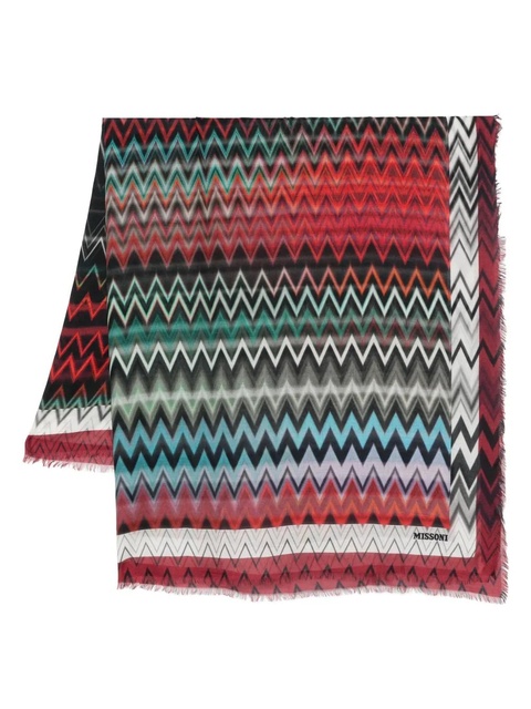 Missoni zigzag frayed-edge scarf - Red - zdjęcie produktu nr 1