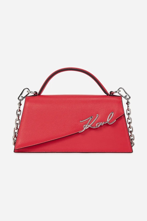 Karl Lagerfeld torebka skórzana K/SIGNATURE kolor czerwony A1W30458 - zdjęcie produktu nr 1