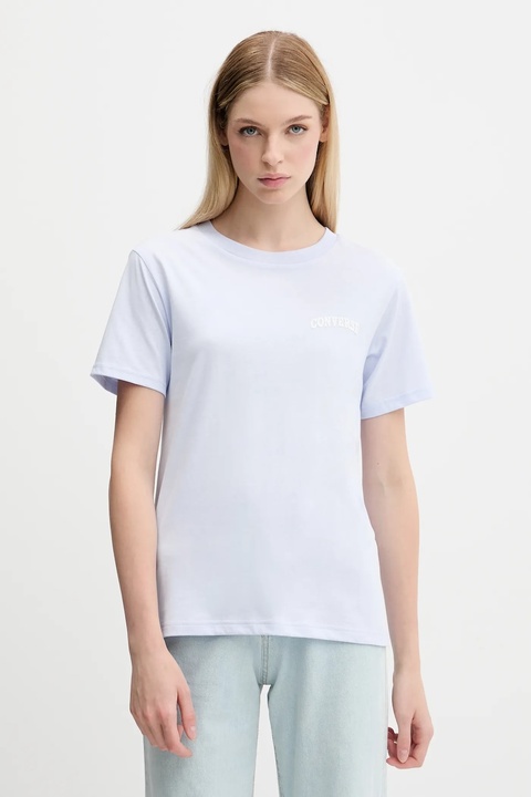 Converse t-shirt bawełniany damski kolor niebieski 10028336-A02 - zdjęcie produktu nr 1