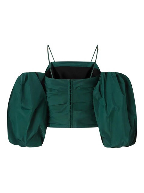 PINKO Pallottoliere gathered puff-sleeve top - Green - zdjęcie produktu nr 2