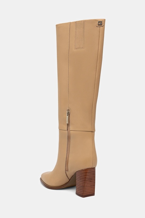 Guess kozaki skórzane PERINNA damskie kolor beżowy na słupku FLFPER LEA11 - zdjęcie produktu nr 2