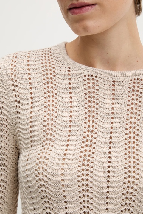 Sisley sweter bawełniany damski kolor beżowy lekki 1494M106O - zdjęcie produktu nr 1