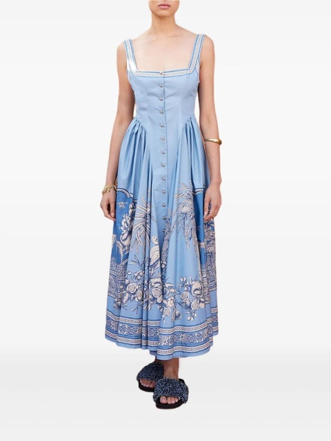 ALEMAIS Villa Romantica buttoned-floral midi dress - Blue - zdjęcie produktu nr 1