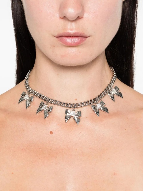 Alessandra Rich bow-embellished necklace - Silver - zdjęcie produktu nr 2