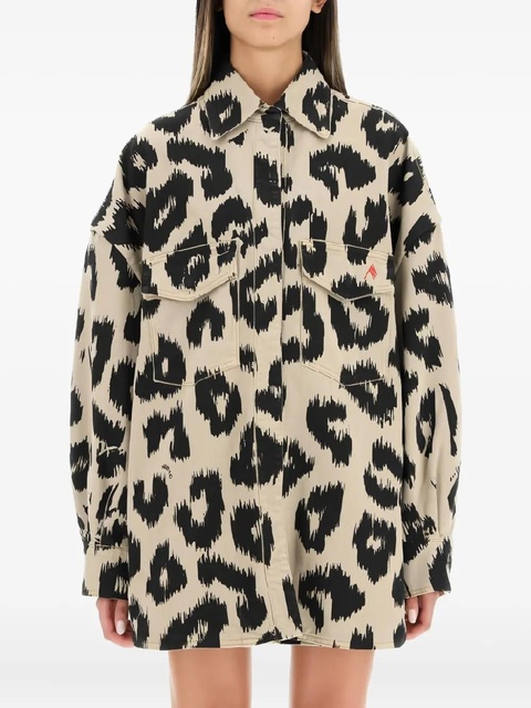 The Attico leopard-print denim jacket - Neutrals - zdjęcie produktu nr 2
