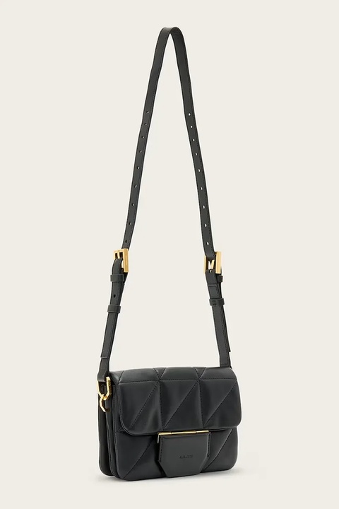 AllSaints torebka skórzana JUPITER kolor czarny W211XD - zdjęcie produktu nr 2