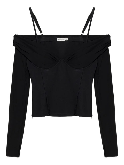 Simkhai draped off-shoulder top - Black - zdjęcie produktu nr 1