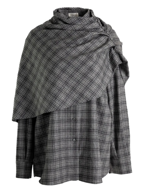 Magda Butrym draped-collar check shirt - Grey - zdjęcie produktu nr 1