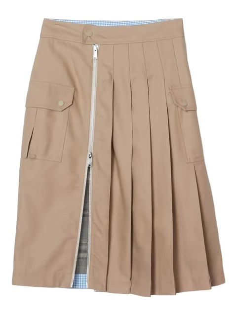 3.1 Phillip Lim zip-pleated cotton midi skirt - Neutrals - zdjęcie produktu nr 1