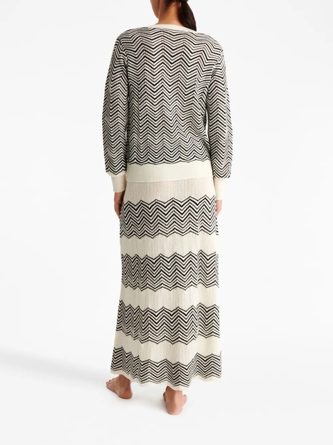 ERES Réglisse chevron-pattern maxi skirt - Black - zdjęcie produktu nr 2