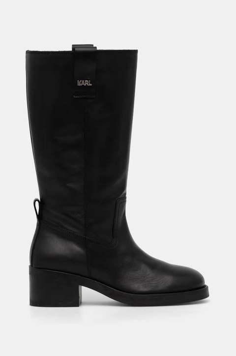 Karl Lagerfeld kozaki skórzane BROOKLYN damskie kolor czarny na słupku KL41774 - zdjęcie produktu nr 2