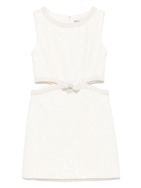 Self-Portrait bouclé mini dress - Neutrals - zdjęcie produktu nr 1