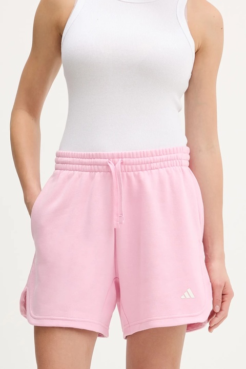 adidas szorty damskie kolor różowy z nadrukiem high waist KT3268 - zdjęcie produktu nr 1