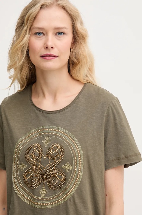 Mos Mosh t-shirt bawełniany damski kolor zielony 168100 - zdjęcie produktu nr 2