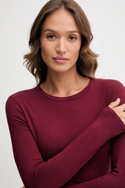 United Colors of Benetton longsleeve damski kolor bordowy 3ZQM3M858 - zdjęcie produktu nr 2