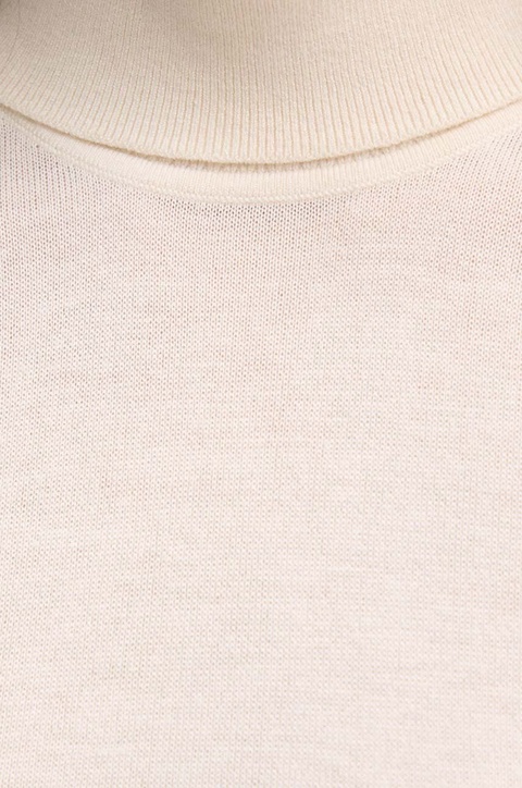 Lauren Ralph Lauren sweter z domieszką jedwabiu kolor beżowy lekki z golfem 200940470 - zdjęcie produktu nr 2