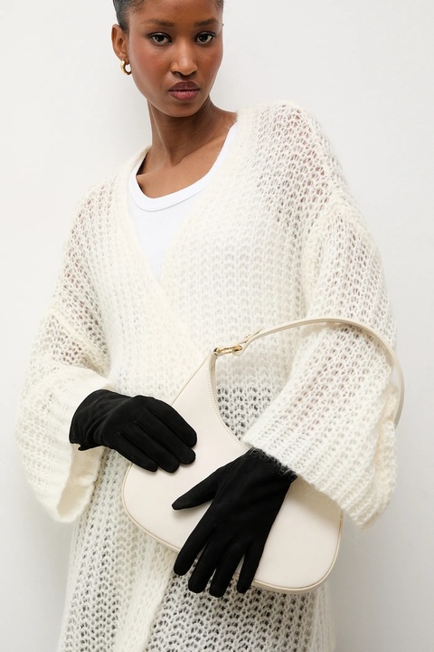 Answear.LAB rękawiczki zamszowe damskie kolor czarny - zdjęcie produktu nr 1