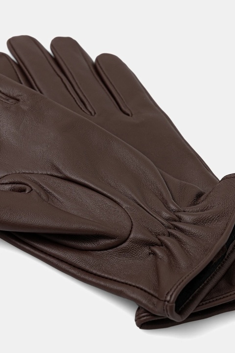 Medicine rękawiczki skórzane damskie kolor brązowy - zdjęcie produktu nr 1