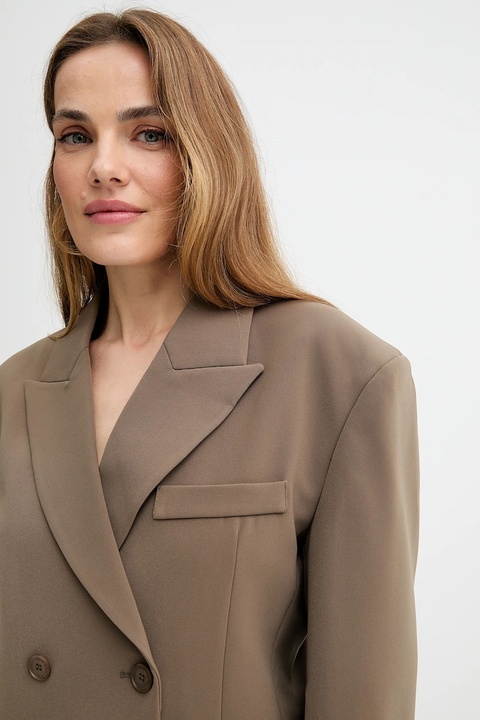 ISABELLE BLANCHE marynarka kolor zielony dwurzędowa gładka IS25FW-J049-T001 - zdjęcie produktu nr 2