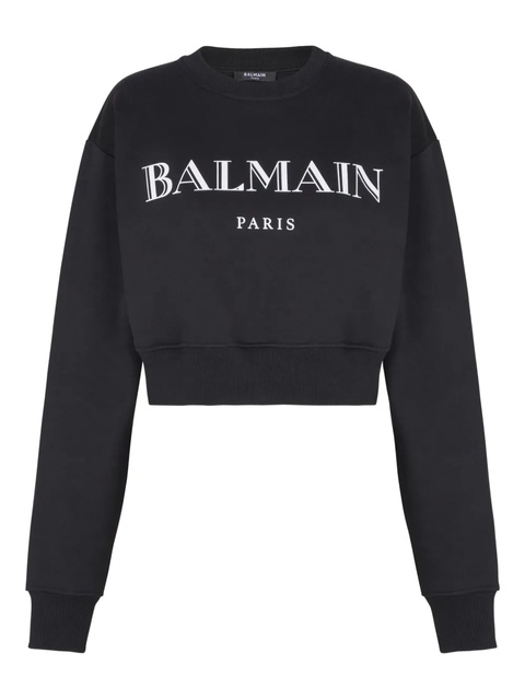 Balmain logo-print cropped sweatshirt - Black - zdjęcie produktu nr 1