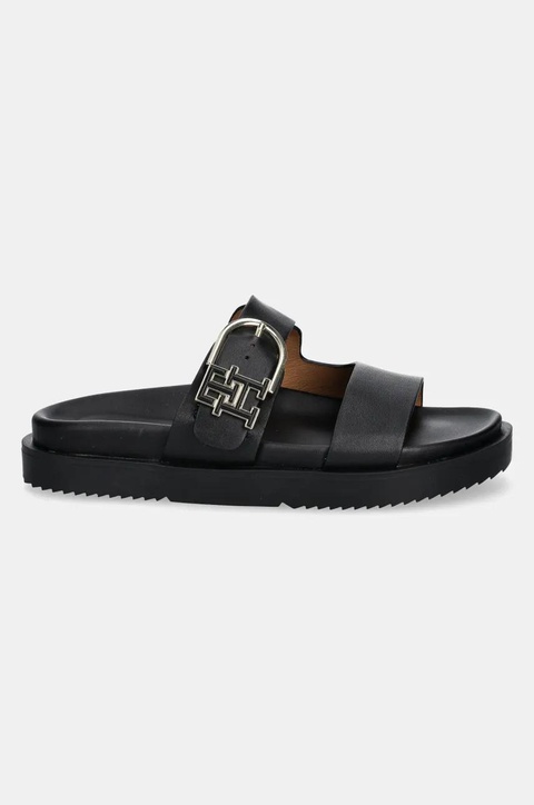 Tommy Hilfiger klapki skórzane LEATHER SPORTY MULE damskie kolor czarny FW0FW08512 - zdjęcie produktu nr 2