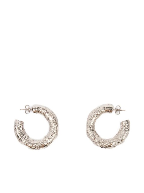 MM6 Maison Margiela tinfoil-textured hoop earrings - Silver - zdjęcie produktu nr 2