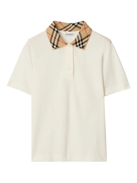 Burberry check collar equestrian knight polo shirt - Neutrals - zdjęcie produktu nr 1