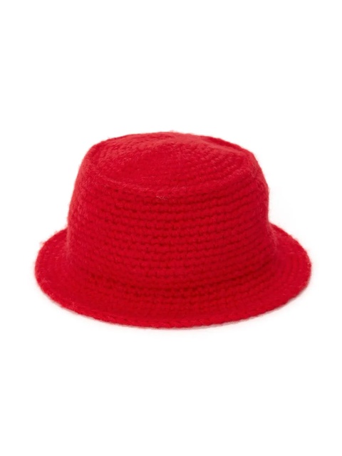 JW Anderson logo-patch knitted bucket hat - Red - zdjęcie produktu nr 2