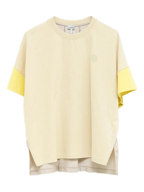 LOEWE Anagram-embroidered panelled T-shirt - Neutrals - zdjęcie produktu nr 1