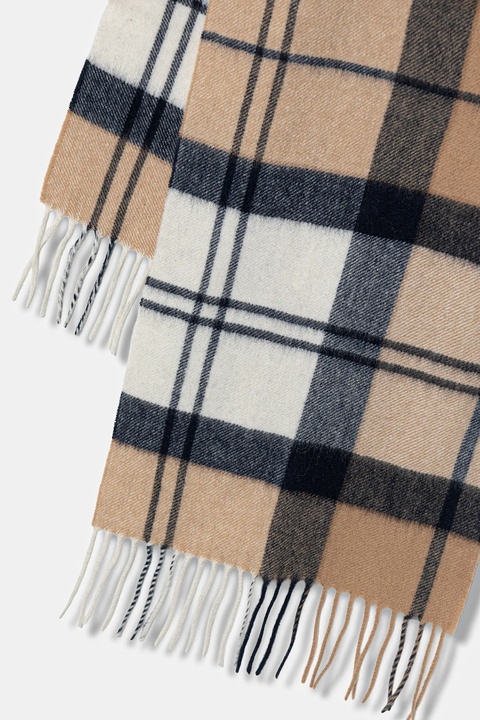 Barbour szalik kaszmirowy damski kolor beżowy wzorzysty LSC0479 - zdjęcie produktu nr 2