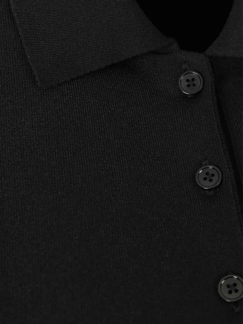 Alexander McQueen lace-trim polo top - Black - zdjęcie produktu nr 2