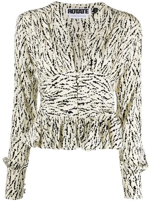 ROTATE BIRGER CHRISTENSEN long-sleeved flared blouse - Neutrals - zdjęcie produktu nr 1