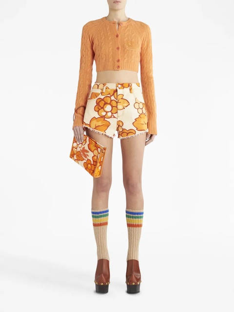 ETRO Berry-print denim shorts - Orange - zdjęcie produktu nr 2