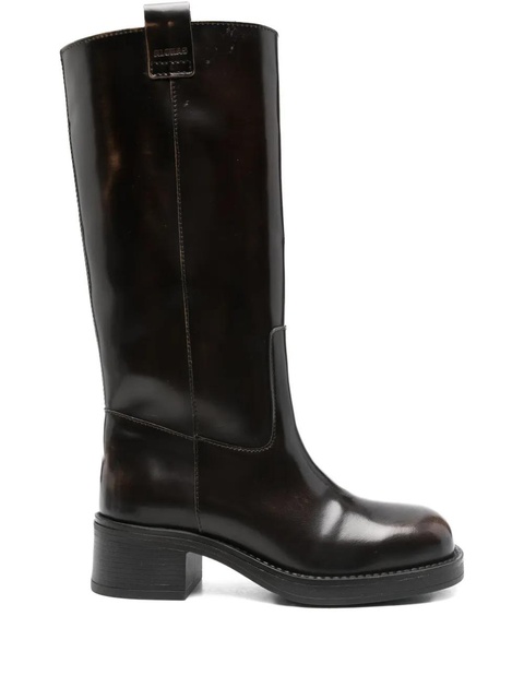 ALOHAS 40mm calf leather biker boots - Brown - zdjęcie produktu nr 1