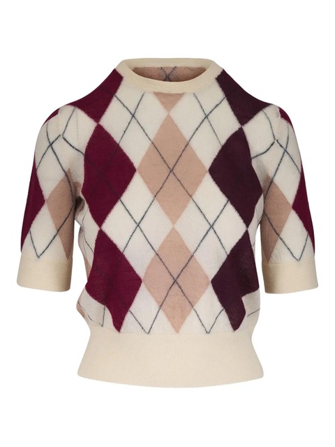KHAITE argyle short-sleeve top - Neutrals - zdjęcie produktu nr 2