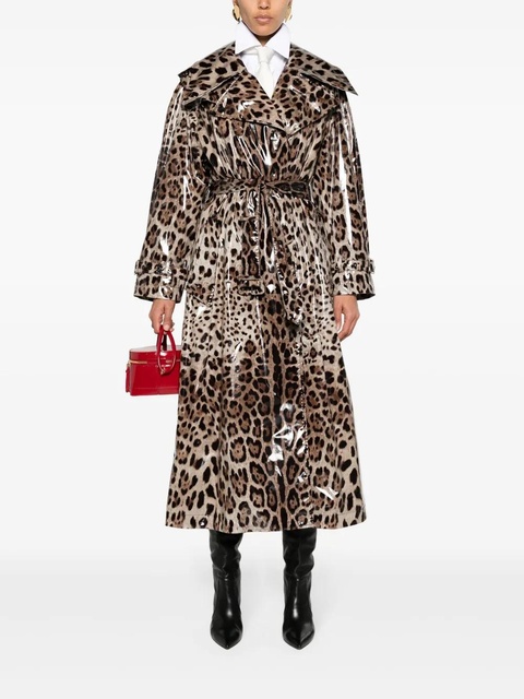 Dolce & Gabbana leopard-print belted trench coat - Neutrals - zdjęcie produktu nr 1