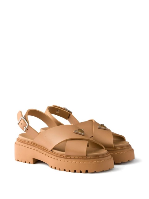 Prada 55mm cross-strap platform sandals - Brown - zdjęcie produktu nr 2