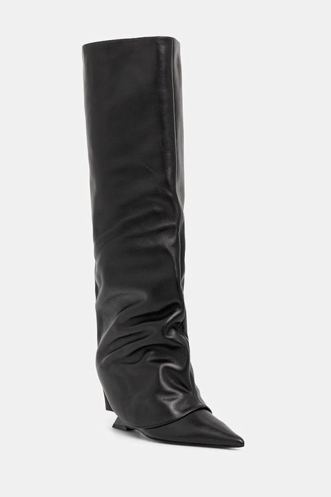 Naked Wolfe kowbojki skórzane Stated damskie kolor czarny na koturnie Stated Black Leather - zdjęcie produktu nr 1