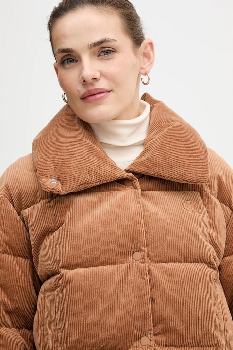 Calvin Klein Jeans kurtka sztruksowa puchowa kolor brązowy zimowa LV044D527G - zdjęcie produktu nr 2